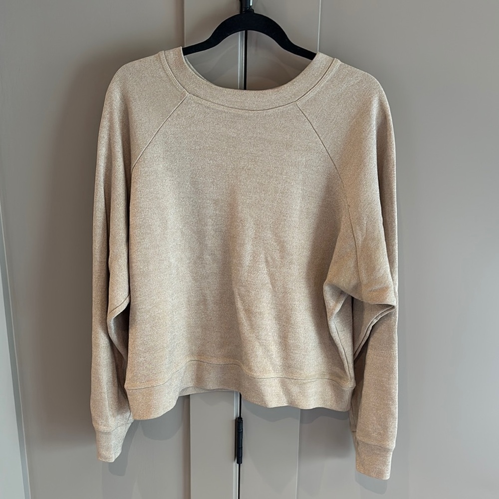 Revelle Cream Crew Neck Sweater with Relaxed Fit and Dropped Shoulders